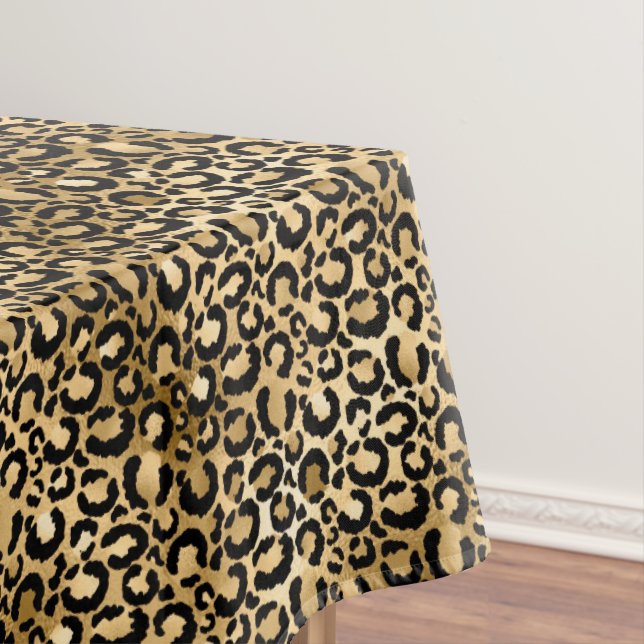 Toalha De Mesa Impressão Dourada de Leopardo Preto (Posição Original)