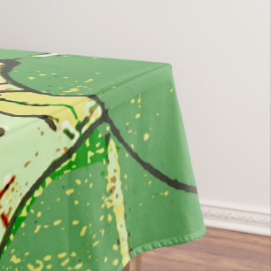Toalha De Mesa Impressão em xilogravura de folha verde botânica j