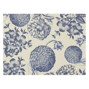 Toalha De Mesa Impressão Flor Azul Antiquado Floral