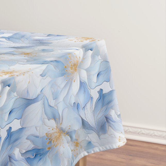 Toalha De Mesa Impressão Floral Azul (Posição Original)