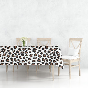 Toalha De Mesa Impressão Leopardo Branco