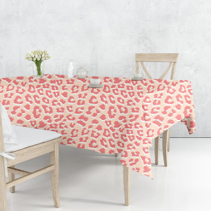 Toalha De Mesa Impressão Leopardo Branco Coral