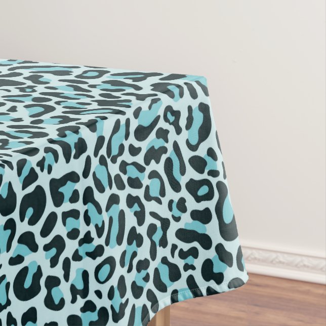 Toalha De Mesa Impressão na moda Teal Blue Leopardo (Posição Original)