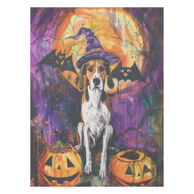 Toalha De Mesa Inglês Americano Foxhound Halloween Pumpkin (Frente)
