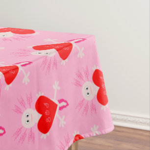 Toalha De Mesa Iniciais Personalizados do Heart Axolotl do dia de