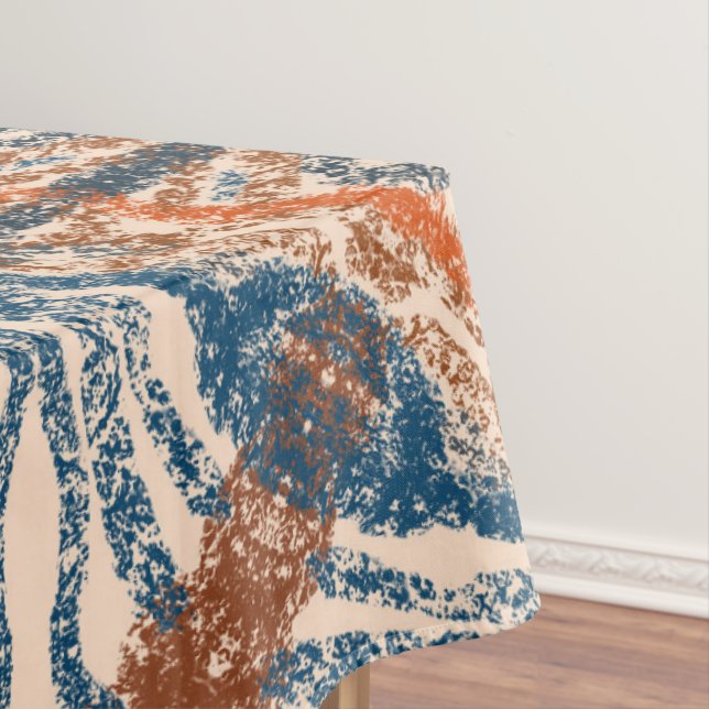 Toalha De Mesa Inspirado turco: Marinho texturizado e Terracotta (Posição Original)