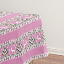 Inverno Rosa Claro e Branco Natal Fair Isle