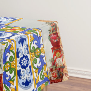 Toalha De Mesa Italiano,Arte Siciliana,maióica,azulejos,arte bar
