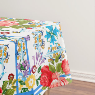 Toalha De Mesa Italiano,Siciliano,floral,padrão majolica