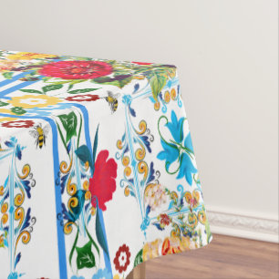 Toalha De Mesa Italiano,Siciliano,floral,padrão majolica
