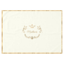 Toalha De Mesa Ivory e Dourada Crown Crest Personalizados
