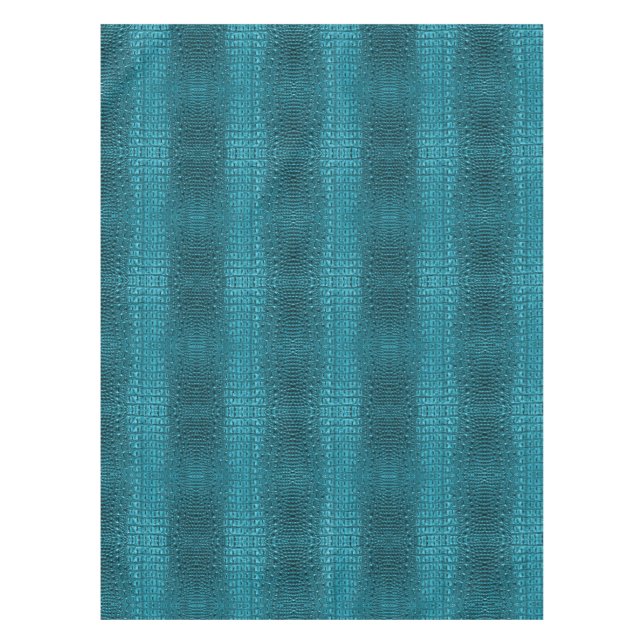 Toalha De Mesa jacaré-turquesa-chic impressão aqua azul (Frente)