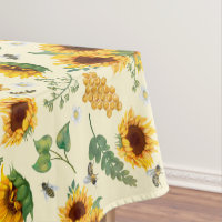 Jardim Amarelo Girassóis Abelhas de mel Tablecloth