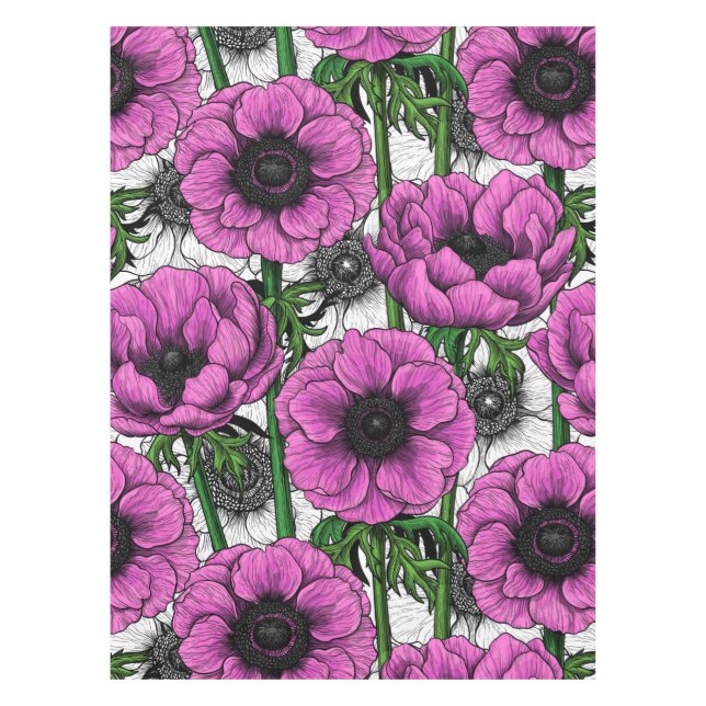 Toalha De Mesa Jardim de anêmona rosa (Frente)