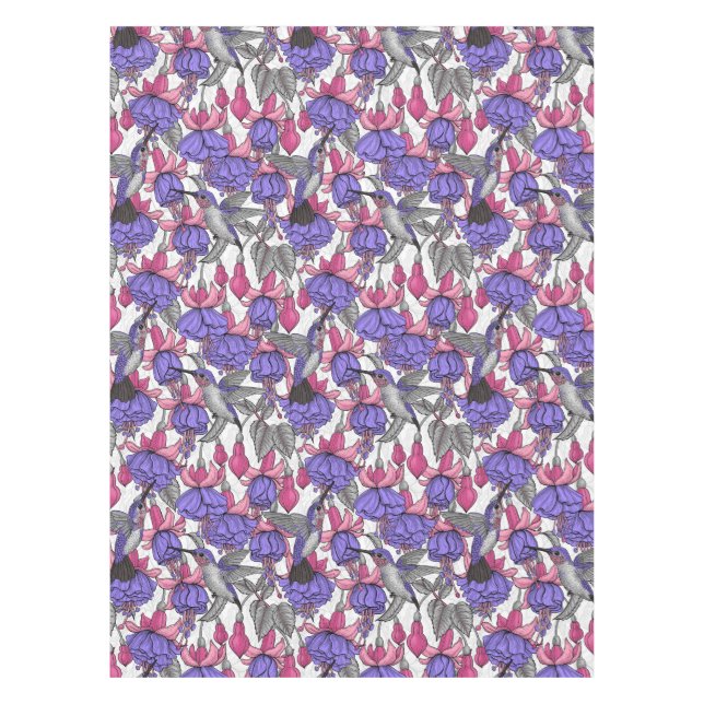 Toalha De Mesa Jardim de beija-flor em melrose e rosa (Frente)