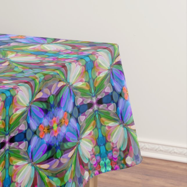 Toalha De Mesa Jardim de Flores Silvestres Libélula Floral Abstra (Posição Original)