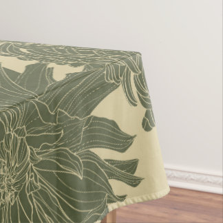 Toalha De Mesa Jardim de linha desenhado à mão e flores tropicais