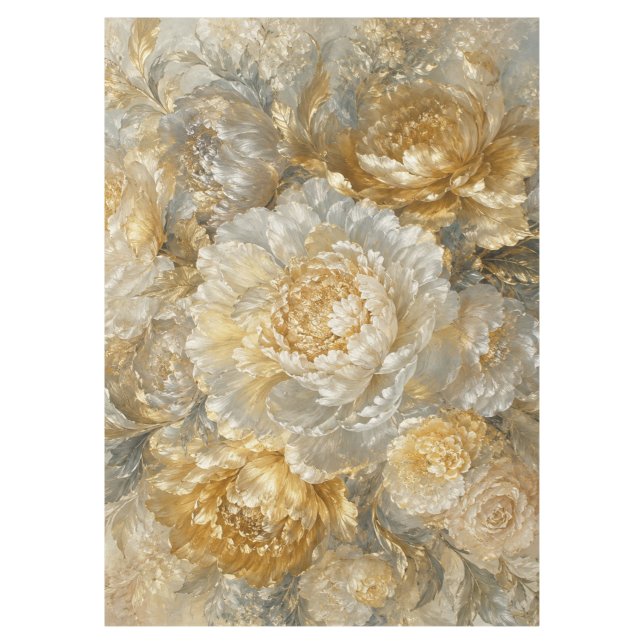 Toalha De Mesa Jardim de Marfim Dourado (Frente)