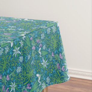 Toalha De Mesa Jardim de Primavera Dia das Mães Azul Roxo Branco