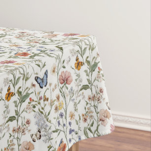 Toalha De Mesa Jardim Floral de Borboletas de Flores Silvestres