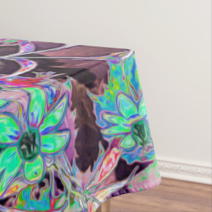 Toalha De Mesa Jardim Roxo com Flores Aquamarinas Psicodélicas
