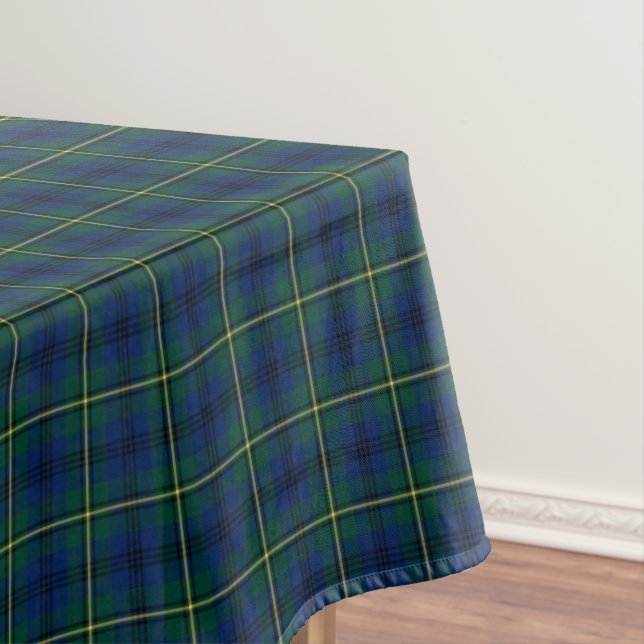 Toalha De Mesa Johnstone Clan Blue, Green e Yellow Tartan (Posição Original)