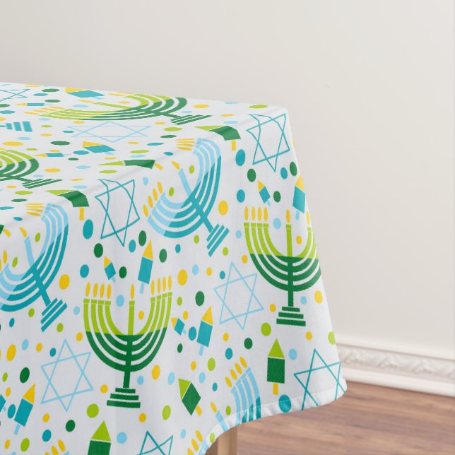 Toalha De Mesa Judaica - Chanukah Tablecloth - Presentes Verdes e (Posição Original)