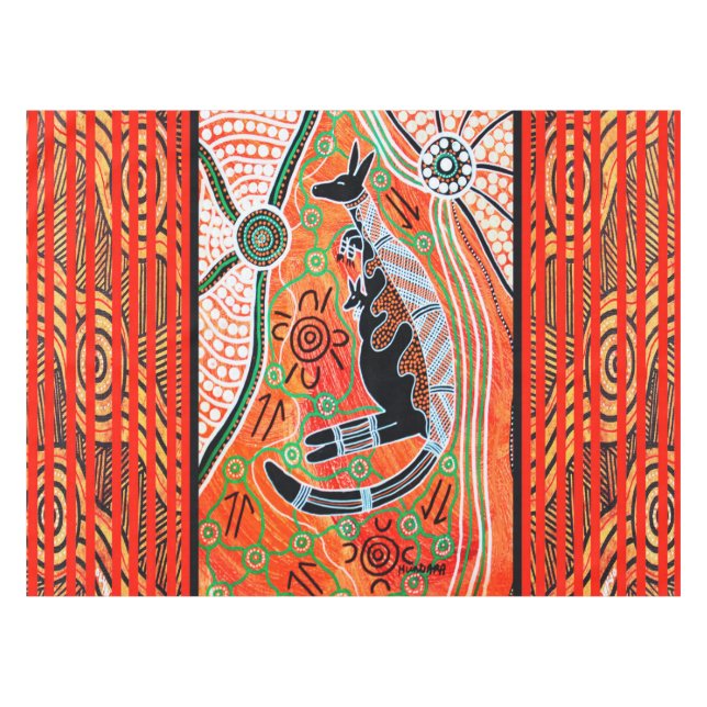 Toalha De Mesa Kangaroo Dreaming Aboriginal Art Tablecloth (Frente (Horizontal))