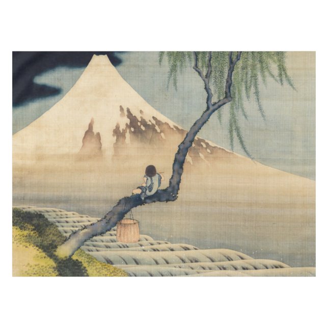 Toalha De Mesa Katsushika Hokusai - Menino Vivendo o Monte Fuji (Frente (Horizontal))