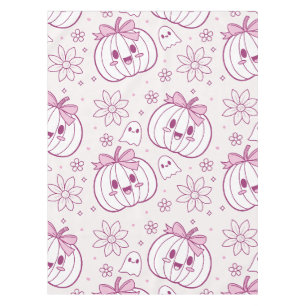 Toalha De Mesa Kawaii Pumpkins, Fantasmas e Flores