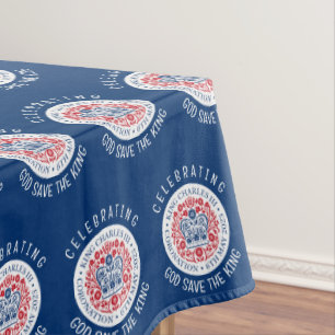 Toalha De Mesa KING CHARLES III Coronagem Blue Souvenir