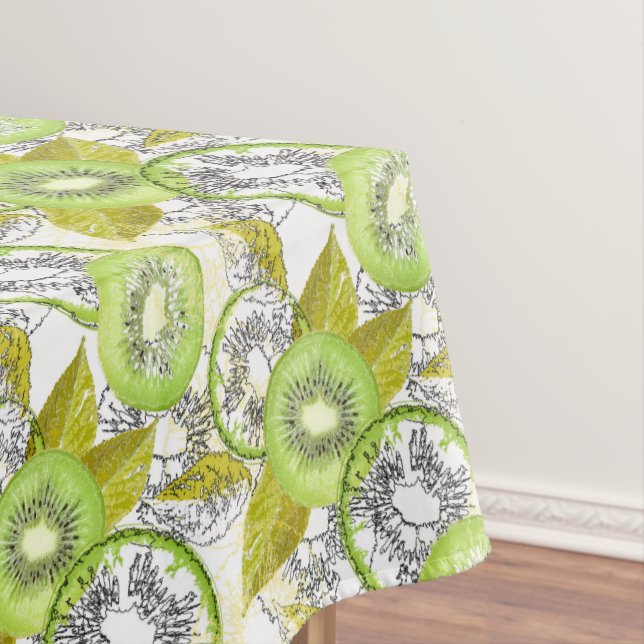 Toalha De Mesa Kiwi, frutado, verde e branco, fresco (Posição Original)