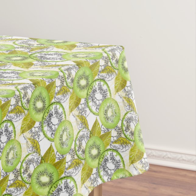Toalha De Mesa Kiwi, frutado, verde e branco, fresco (Posição Original)