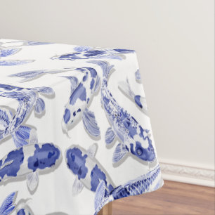 Toalha De Mesa Koi azul e branco