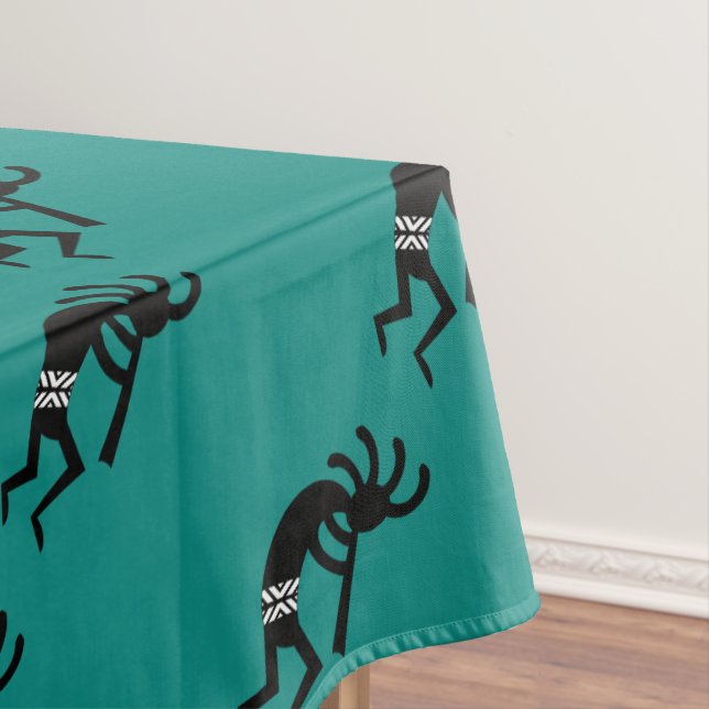 Toalha De Mesa Kokopelli Sudoeste Teal E Tablecloth Pretos (Posição Original)