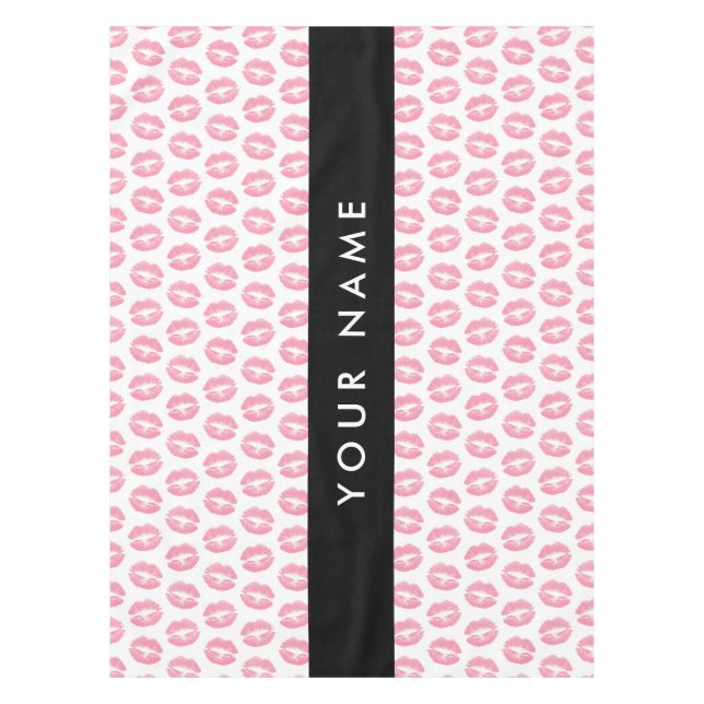 Toalha De Mesa Lábios Rosa, Beijo, Batom, Seu Nome, Personalizar (Frente)