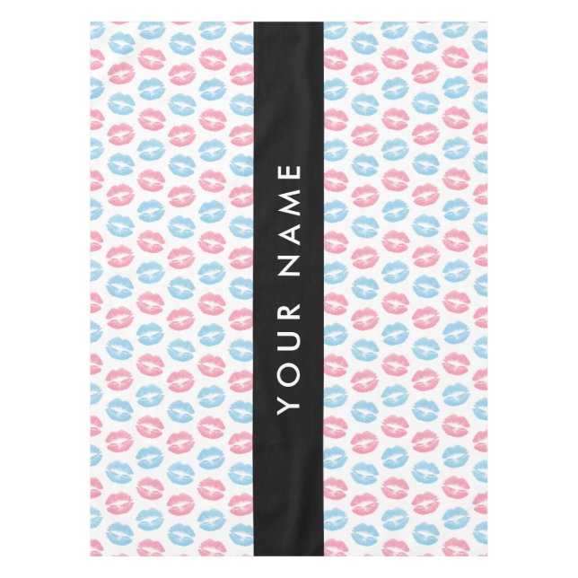 Toalha De Mesa Lábios Rosa, Lábios Azuis, Beijo, Seu Nome, Person (Frente)