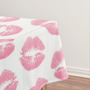 Toalha De Mesa Lábios Rosa, Padrão De Lábios, Batom Rosa, Beijo