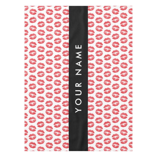 Toalha De Mesa Lábios Vermelhos, Beijo, Batom, Seu Nome, Personal (Frente)
