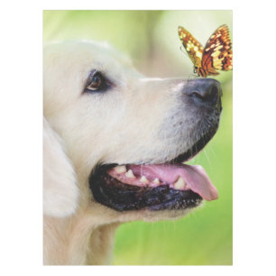 Toalha De Mesa Labrador E Travesseiro decorativo De Borboleta