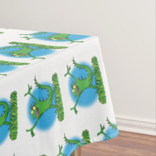 Toalha De Mesa Lagarto animado animado com iguana verde engraçado