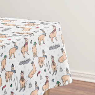 Toalha De Mesa Lamas no teste padrão de esqui dos chapéus & dos