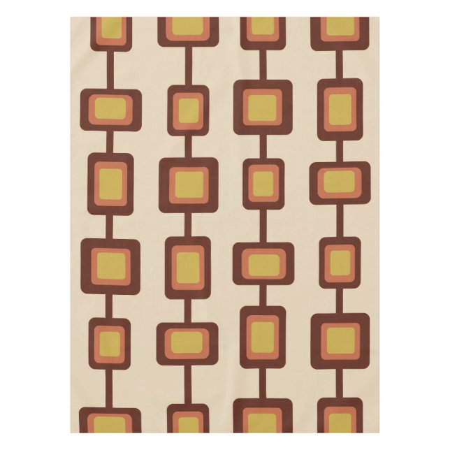 Toalha De Mesa Laranja-Amarelo-Arredondado dos quadrados retroati (Frente)