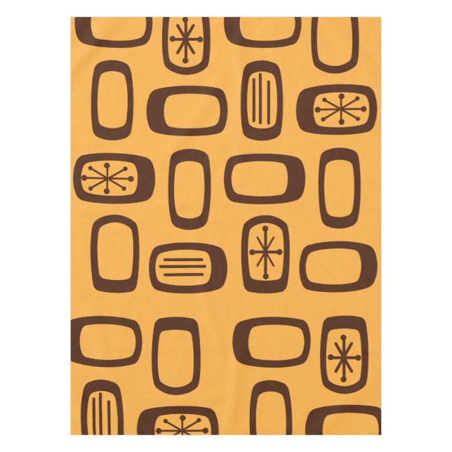 Toalha De Mesa Laranja Arredondada MCM do meio século (Frente)