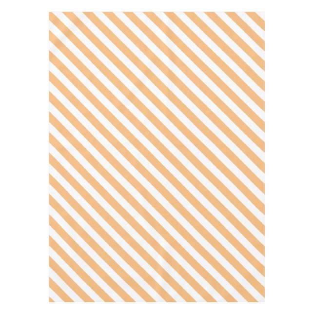 Toalha De Mesa Laranja claro e branco diagonal riscado (Frente)