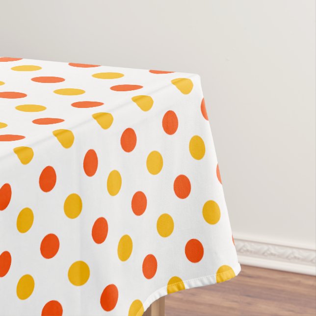 Toalha De Mesa Laranja e Amarelo Bolinhas Branco  (Posição Original)