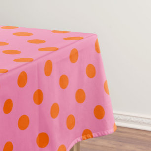 Toalha De Mesa Laranja no Design de padrão Bolinhas cor-de-rosa