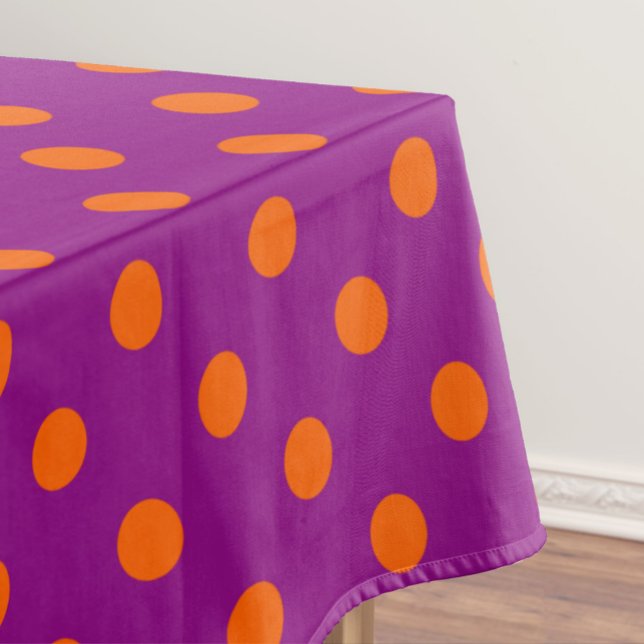 Toalha De Mesa Laranja No Design De Padrão De Bolinhas Roxo (Criador carregado)