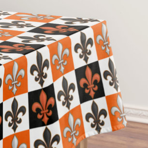 Toalha De Mesa Laranja Preto-Branco-Verificado Design
