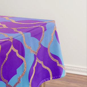 Toalha De Mesa Laranja Roxo Fucsina Trevo Vibrante Ousado Brilhan